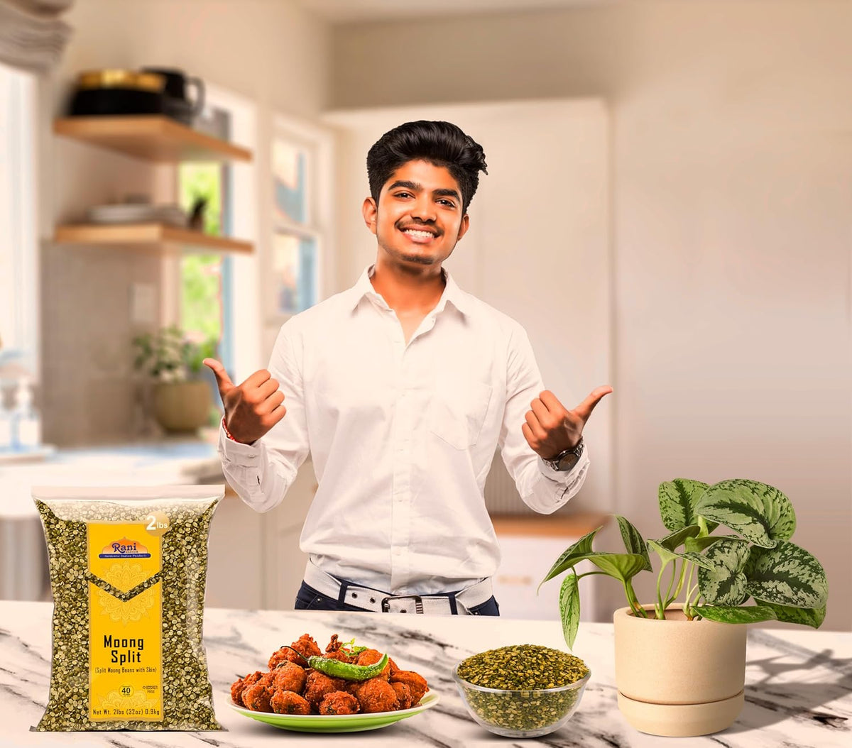 Rani Moong Split (Split Mung Beans with Skin) Lentils Indian 32oz (2lbs) 908g ~ All Natural | Gluten Friendly | Non-GMO | Kosher | Vegan | Indian Origin