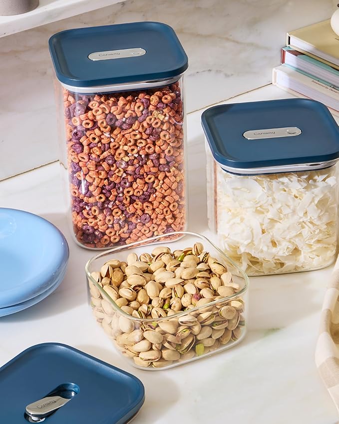 Caraway 14-Piece Glass Airtight Food Storage Containers with Lids – Non-Toxic, BPA-Free Kitchen Storage Containers – Stackable, Space-Saving Airtight Containers for Dry Goods and More - Mist