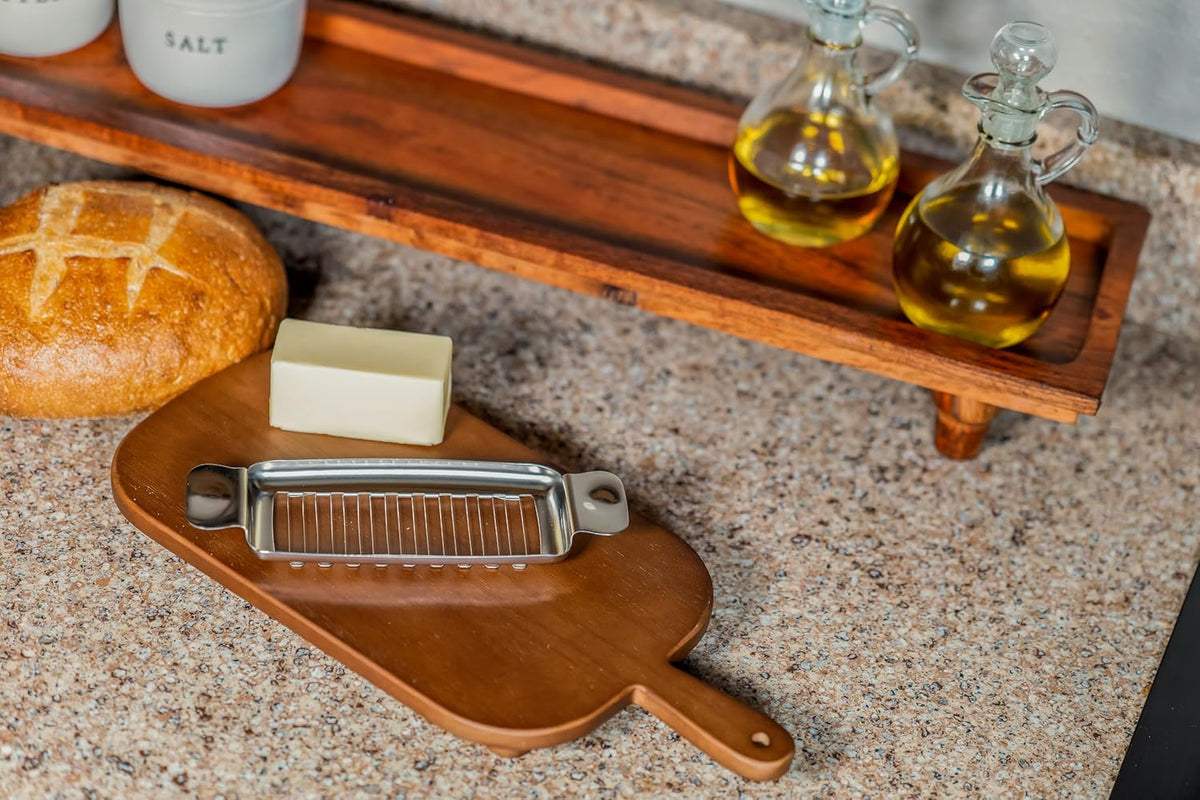 Stainless Steel Butter Slicer - Single Stick Butter Cutter for Butter Squares - Makes Individual Butter Pats for Baking Pastry Dough - Handheld Butter Measurement Tool