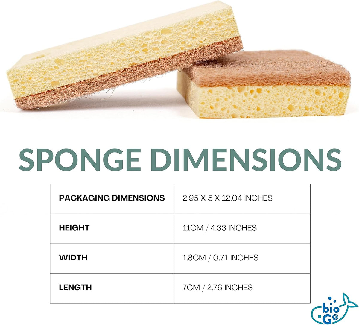 bioGo 24 Pack Biodegradable Kitchen Sponges - Eco-Friendly, Compostable, Natural Cellulose Dish Sponge - Biodegradable - Kitchen