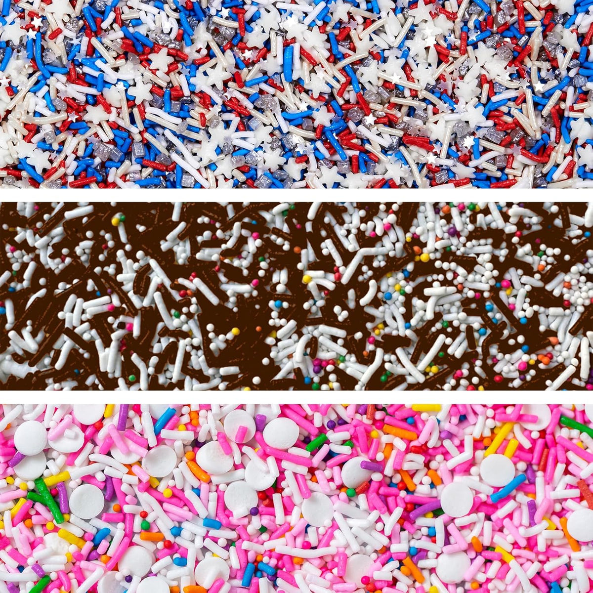Fancy Sprinkles Party Time Sprinkle Set featuring Classic Twist, Animal Crackers and Superheroes, Assemble! (0.25c)