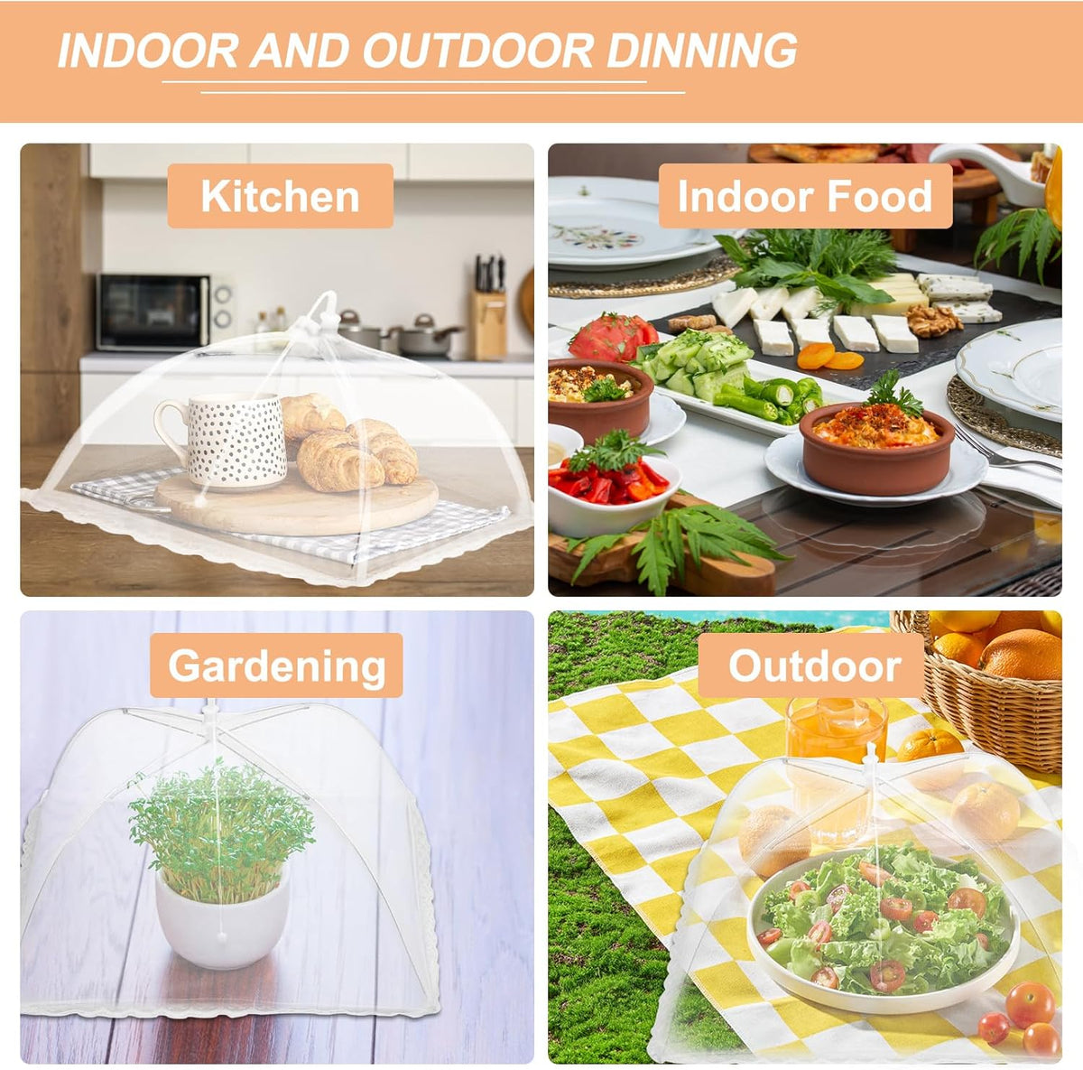 uxcell 3 Pcs Large and Tall Food Covers 17" Mesh Food Covers for Outdoors Collapsible Food Protector Covers Tent for Parties Outdoor Picnics BBQs, Light Green
