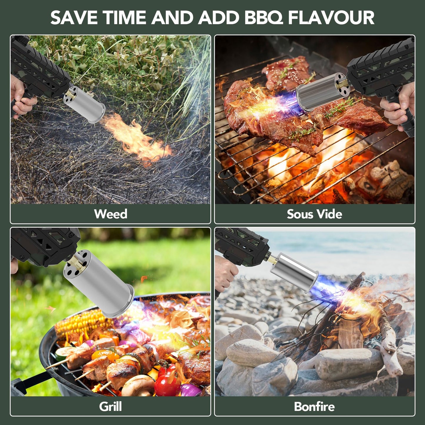Sondiko Powerful Cooking Propane Torch Gun, Adjustable Flame for Grilling