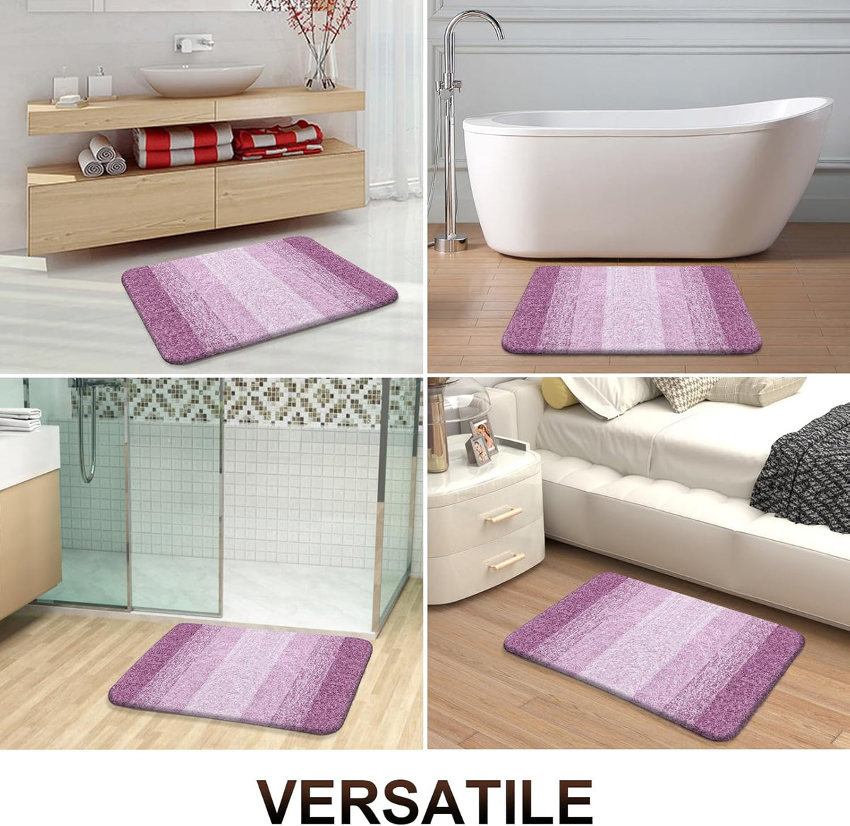 OLANLY Bathroom Runner Rugs 47x20, Extra Soft Absorbent Microfiber Bath Rugs, Rubber Backing, Quick Dry, Washable Bath Mats for Bathroom Floor, Tub and Shower, Home Decor Accessories, Pinkish-Purple