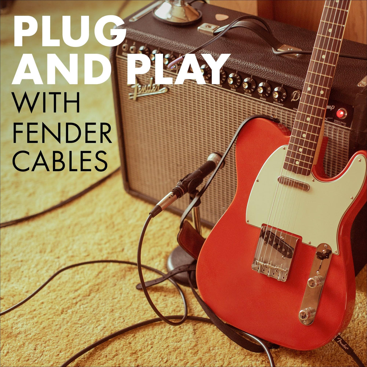 Fender Professional Instrument Cable, Guitar Cable, Anti-Kink, 10ft, Black