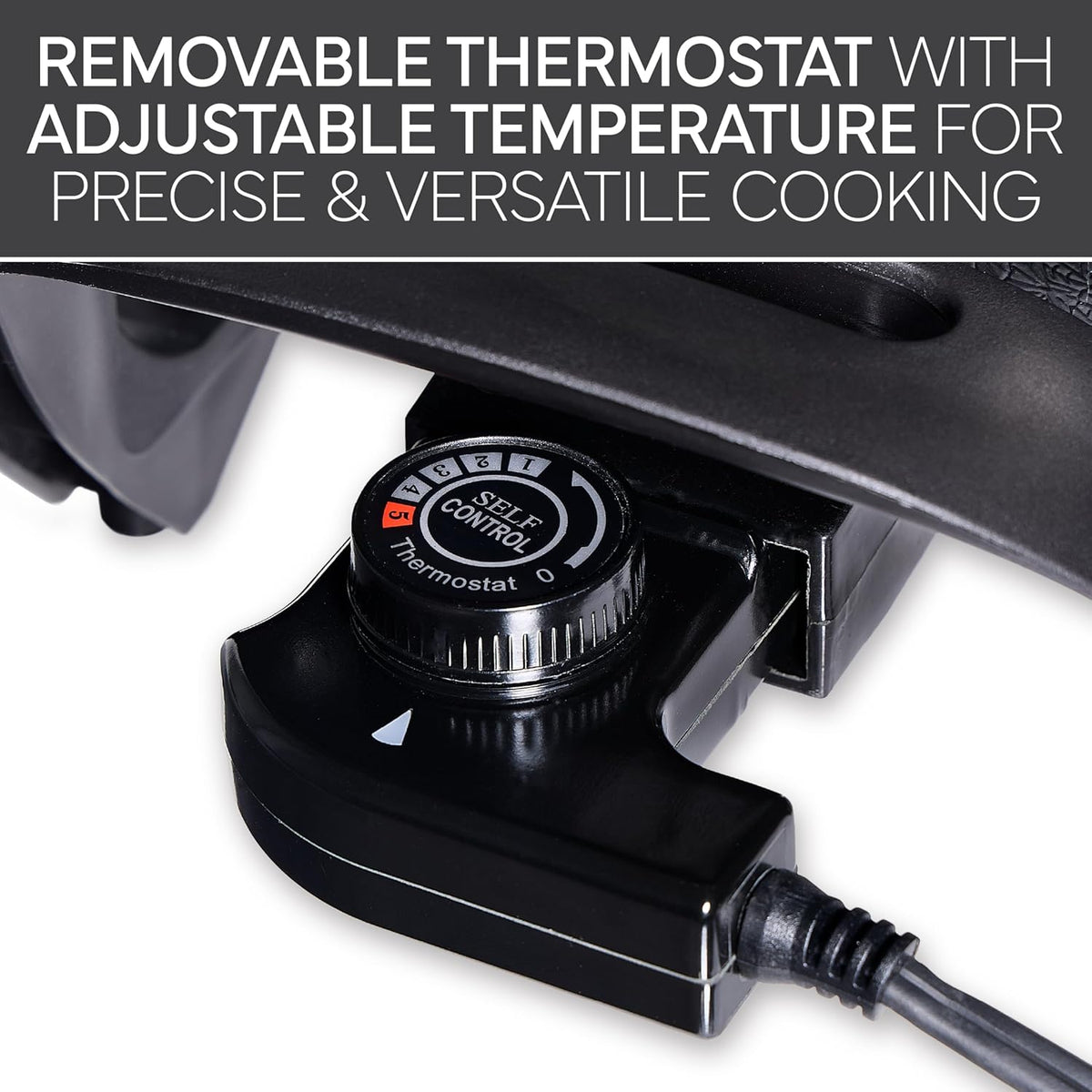 COOK WITH COLOR Electric Skillet - 12" x 12" Ceramic Nonstick Pan, PFAS-Free, 1400W, Tempered Glass Lid, Variable Temperature, Removable Heating Probe, Cool-Touch Handles, Black