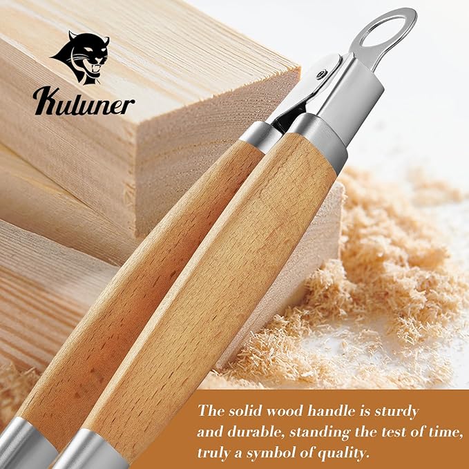 KULUNER Stainless Steel Barbecue Tongs with Solid Wood Handle, Kitchen Metal Locking Design, Extra Long 17.5 Inches 700 Degrees, Suitable for Food Cooking, Salad and Outdoor Grilling(Beechwood)