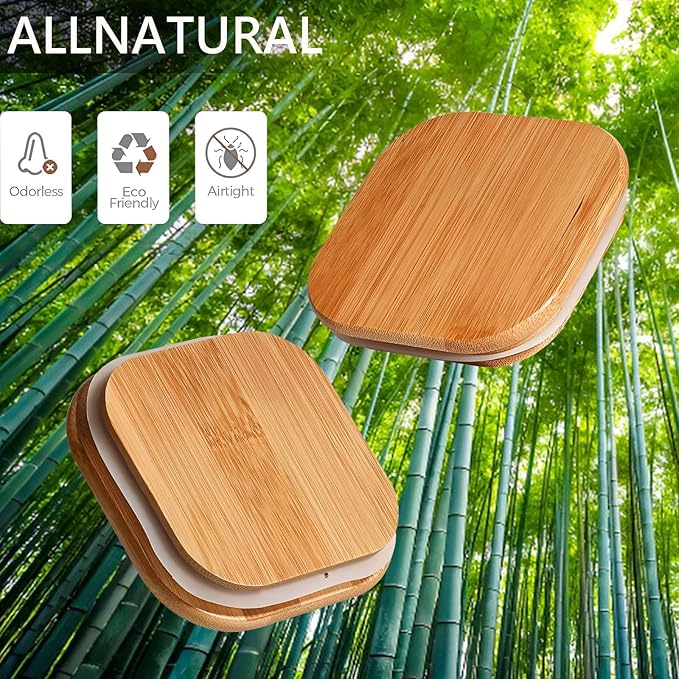 2.2 Qt Square Glass Storage Containers with Lids, Clear Food Storage Container Jar with Sealing Bamboo Lid Storage Containers for Pasta, Oats, Coffee, Flour, Sugar (Square -3Pack)
