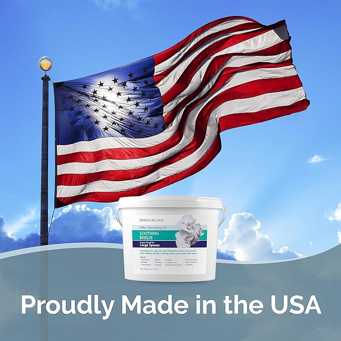 SMELLS BEGONE 1-Gallon Gel Odor Eliminator – High-Capacity, Long-Lasting Absorber for Large Basements, Garages, Workshops & Commercial Areas – Removes Tough Odors with Essential Oils (Soothing Breeze)