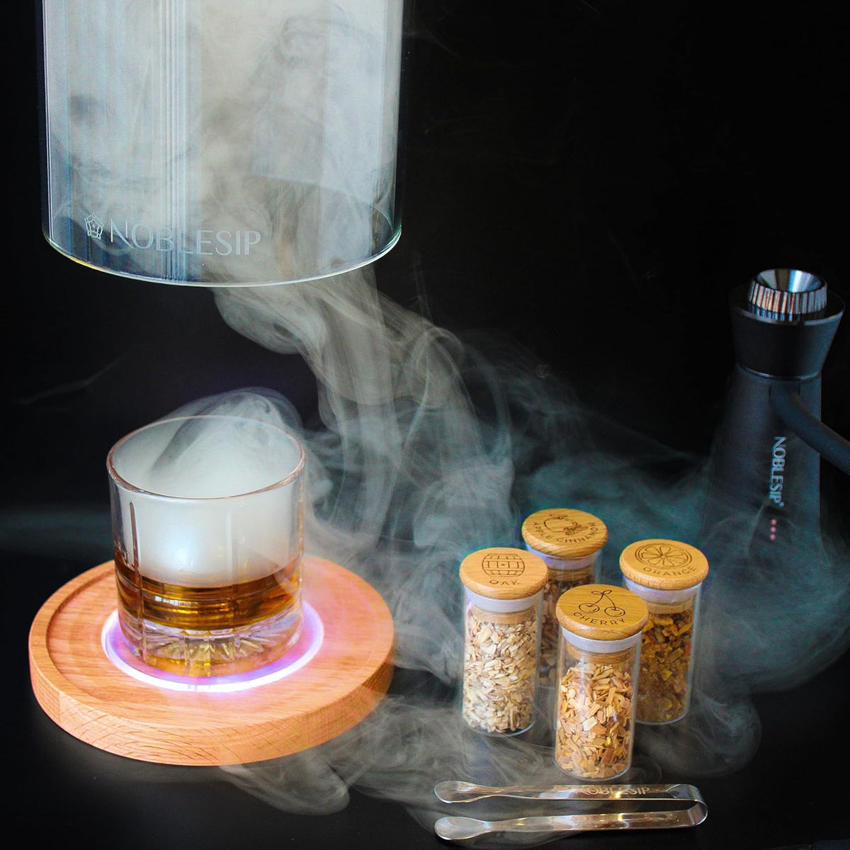 Cocktail Smoker Kit with Glass Dome, Wood Chips for Smoking Drinks and Food π£π₯ππ ππ¨π "Smoky Crown". Add smoky flavors to Whiskey, Bourbon, Old Fashioned, Cheese, Charcuterie, Deserts