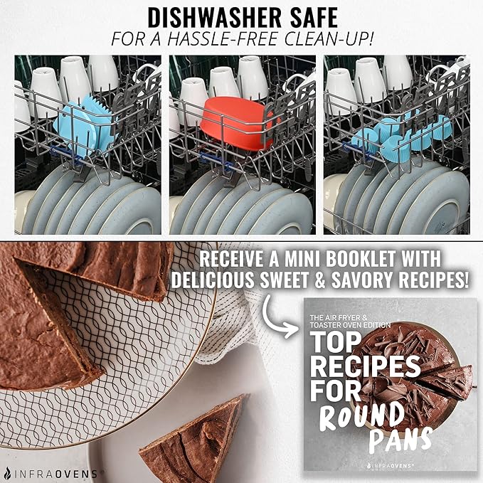 Air Fryer Baking Pan Set For Ninja Air Fryers AF141, AF181 5qt 6.5qt, Freezer and Airfryer Bakeware Sets with Cupcake Liners & Kitchen Conversion Chart, Nonstick Round Cake Molds for Baking