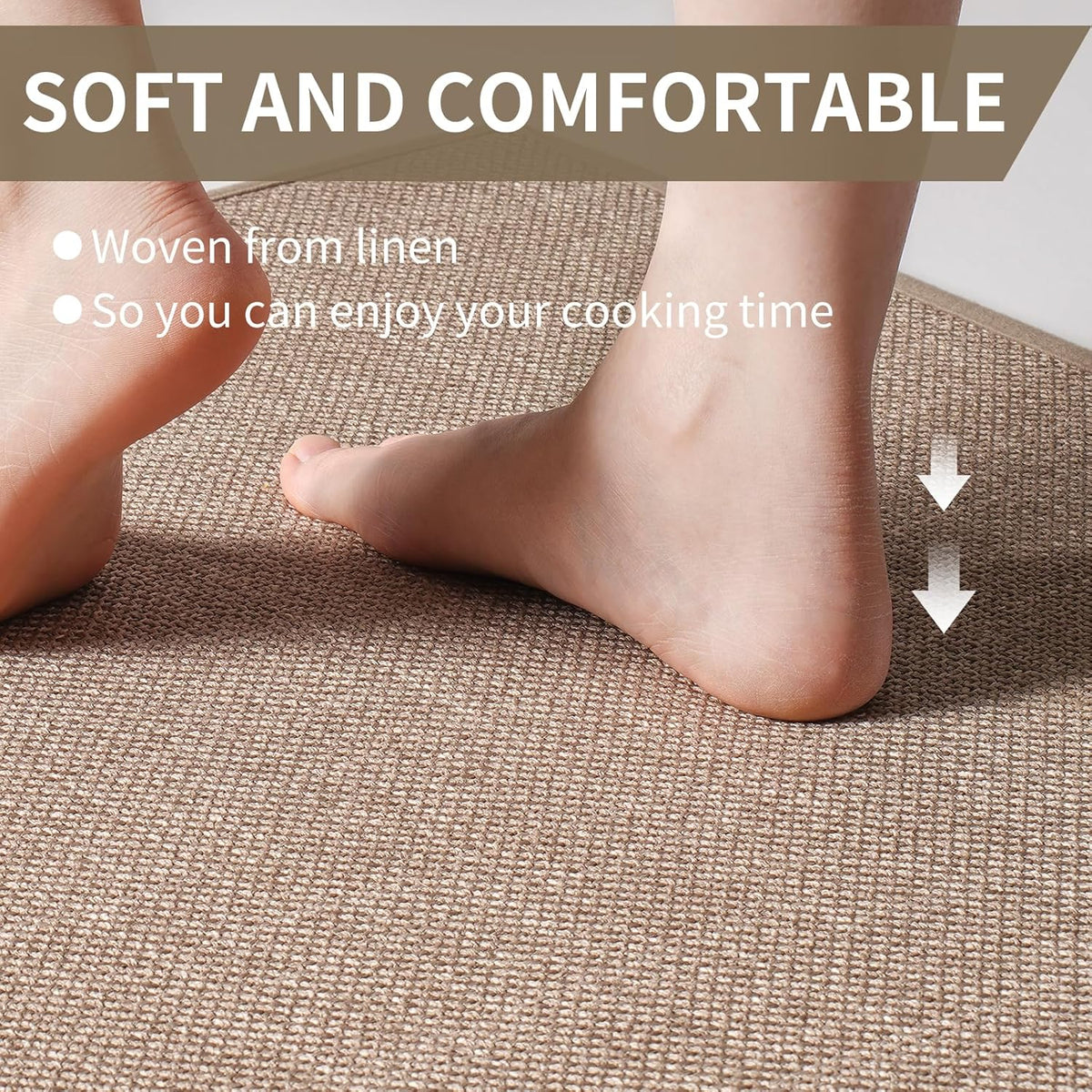 Kitchen Mat Set of 2 PCS, Cushioned Non Slip Rugs for Kitchen Floor, Absorbent Runner Comfort Standing Mats Washable for Kitchen,Floor,Office, Home (Brown 17x30+17x59)