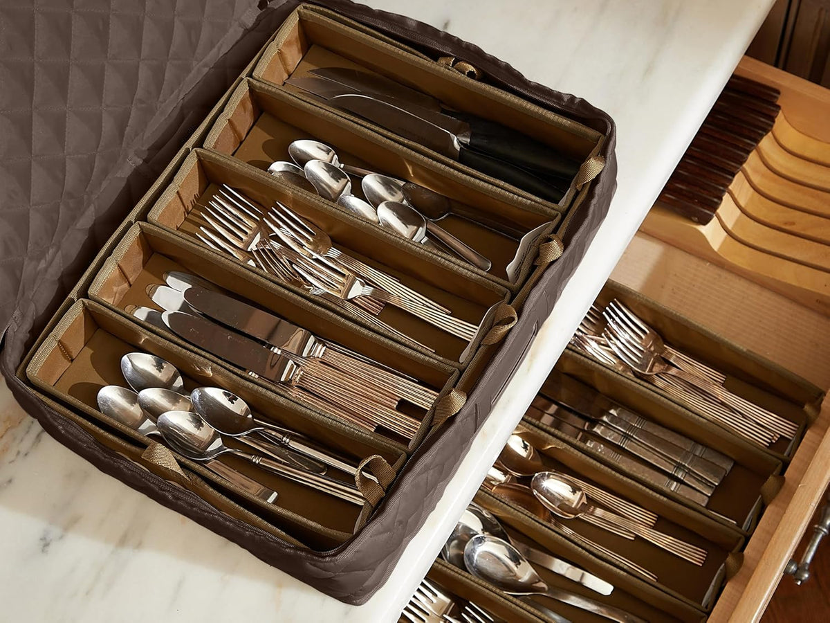 Covermates Flatware Storage - Washable and Stain Resistant, ID Window, Kitchen Storage, Bronze