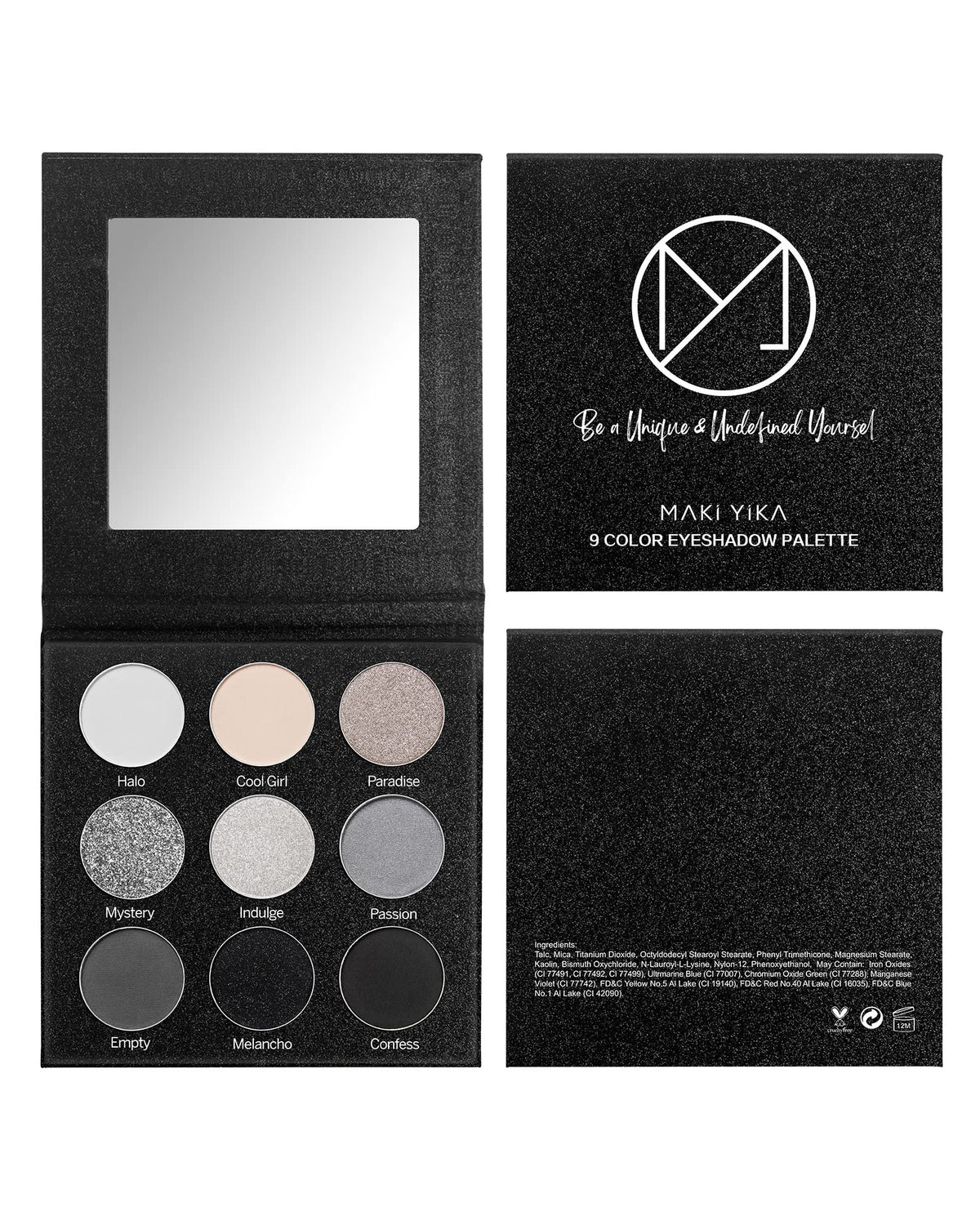 MAKI YIKA Black Grey Smokey Eyeshadow Matte Black White Gray Silver Smoky