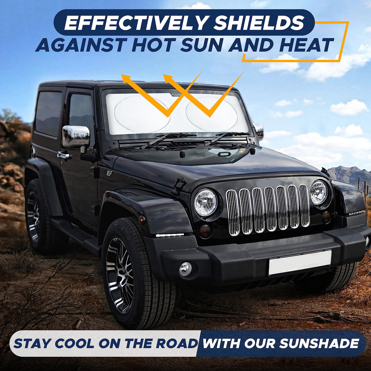 EcoNour Jeep Windshield Sun Shade, Foldable UV Sun Shield, Jeep Accessories