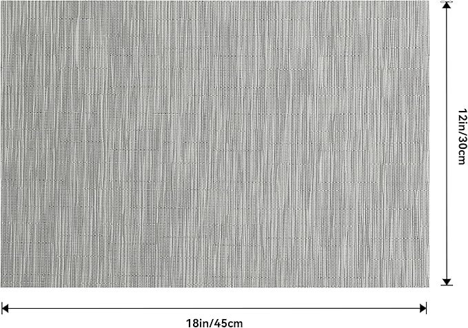 Leetaltree Silver Placemats Set of 6 - Heat Resistant Non-Slip Place mats for Dining Table, Washable Durable PVC Vinyl Woven Table Mats(Silver, 6)