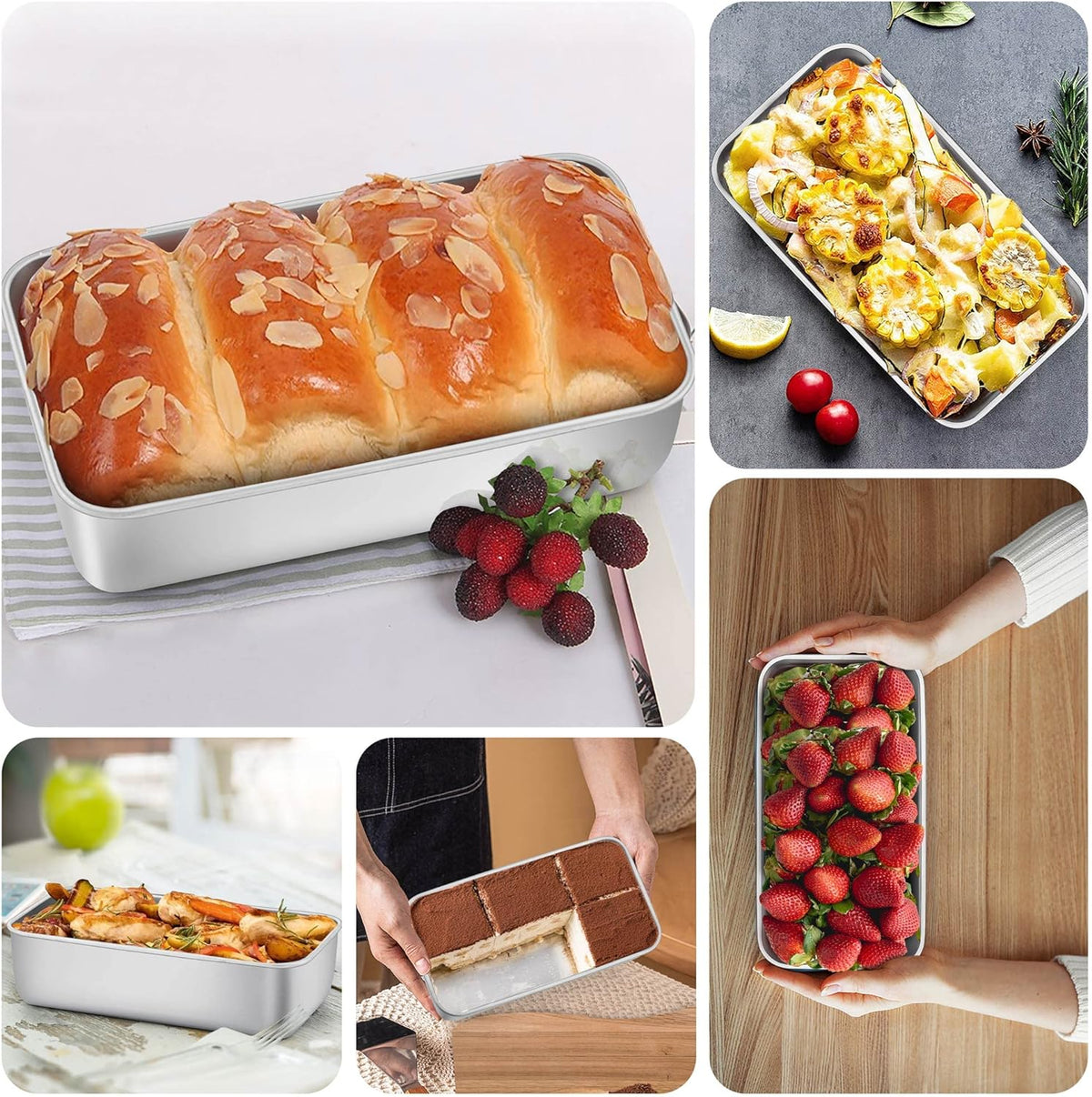 LIANYU 4 Pack Loaf Pans for Baking Bread, 9x5 Inch Bread Pan, Stainless Steel Meatloaf Baking Loaf Tin for Homemade Banana Sourdough, Dishwasher Safe