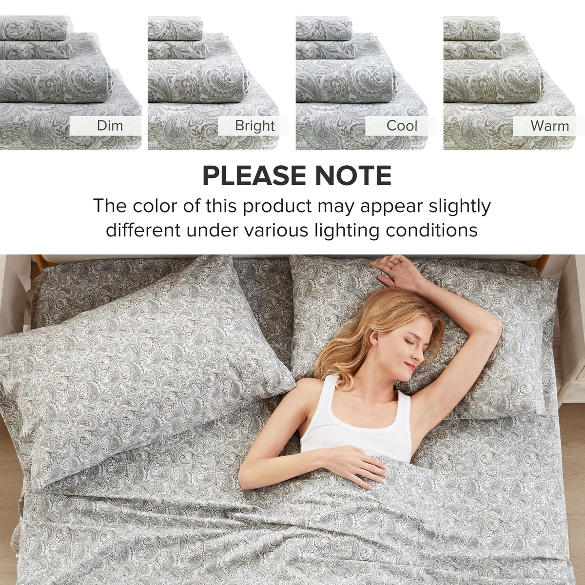 Comfort Spaces 100% Cotton Percale Sheets Queen Size 4 Piece, Paisley Multi