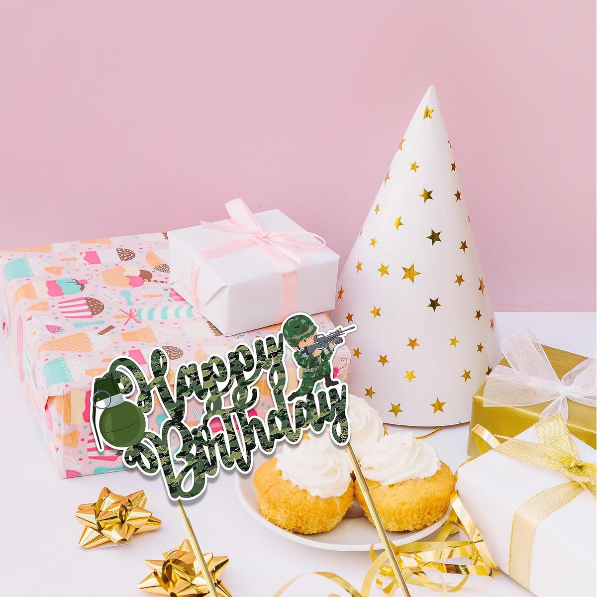 Seyal® Cool Army Trops Happy Birthday Cake Topper