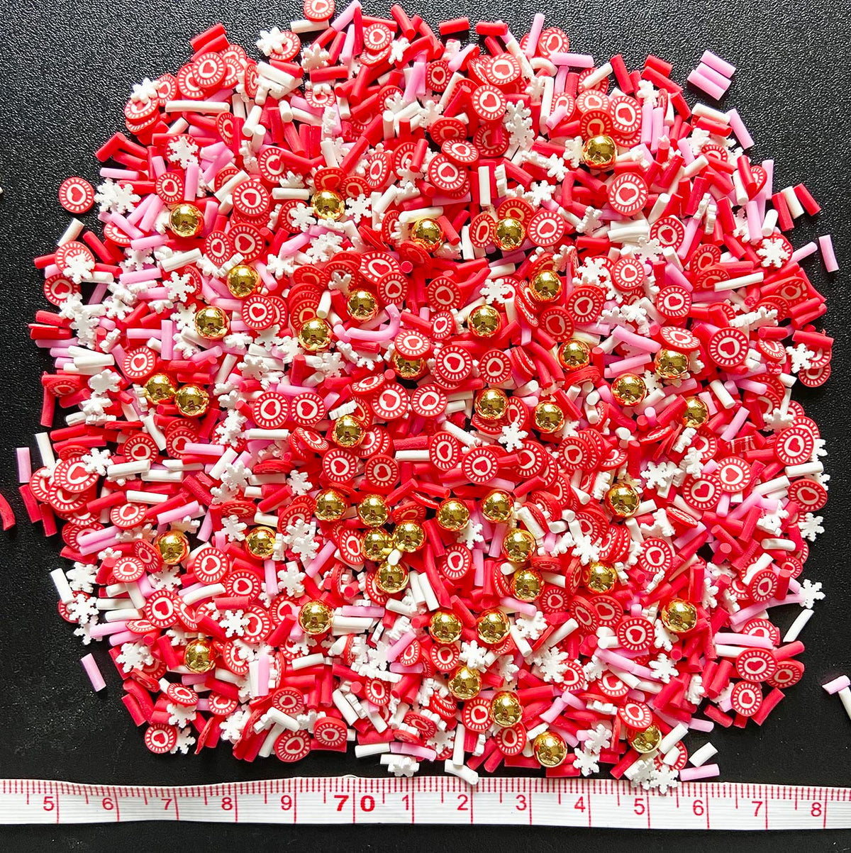 EHOPE Fake Sprinkles Resin Sprinkles Fake Candy Sprinkles Clay Sprinkles Polymer Sprinkles Polymer Clay Slices for Nail Art DIY Crafts Cake Phone Case(40G-Red Heart+Snowflake-32)