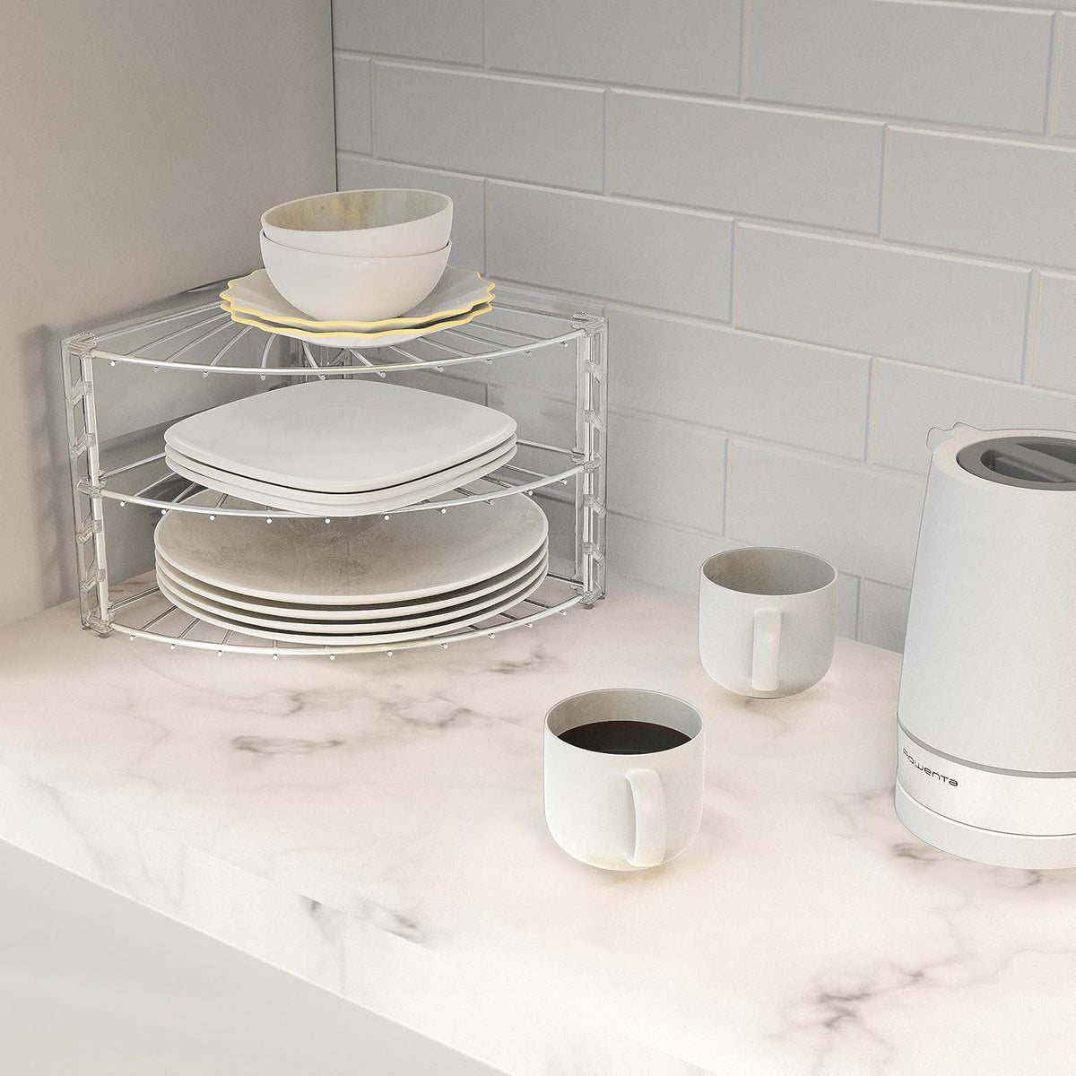 Simple Houseware 3-Tier Counter Corner Shelf Organizer, Chrome