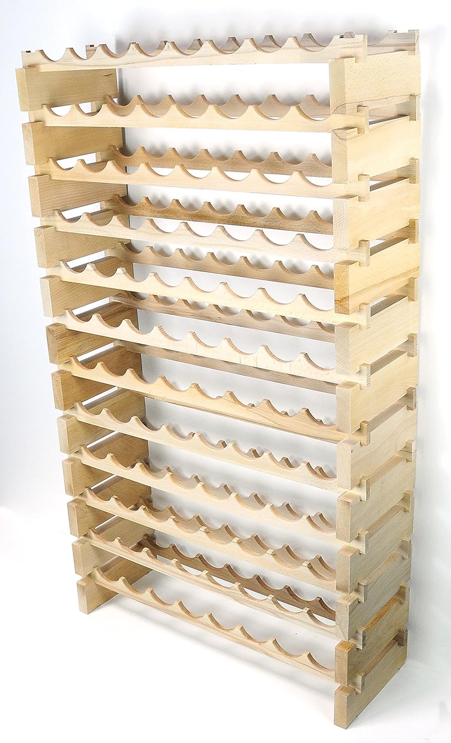 sfDisplay.com,LLC. Modular Wine Rack Beechwood 32-96 Bottle Capacity 8 Bottles Across up to 12 Rows Newest Improved Model (96 Bottles - 12 Rows)