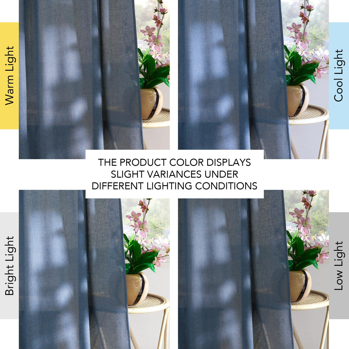NICETOWN Thick Linen Navy Blue Curtains 96 inches Long, Rod Pocket & Back Tab Flax Semi-Sheer with Light Filtering Window Treatments Privacy Assured for Living Room, W55 x L96, 2 Panels
