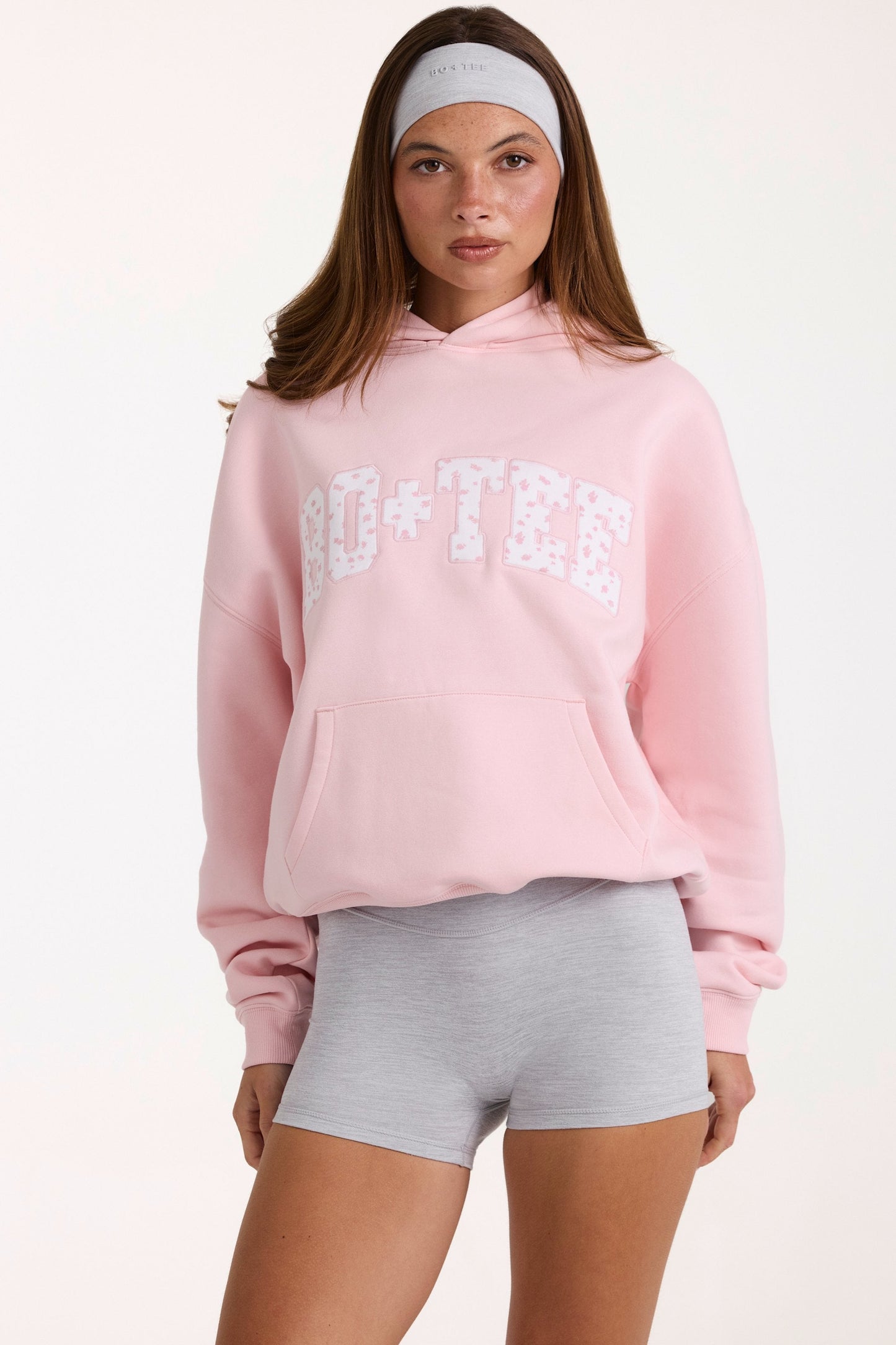 Oversized Applique Hoodie in Blush