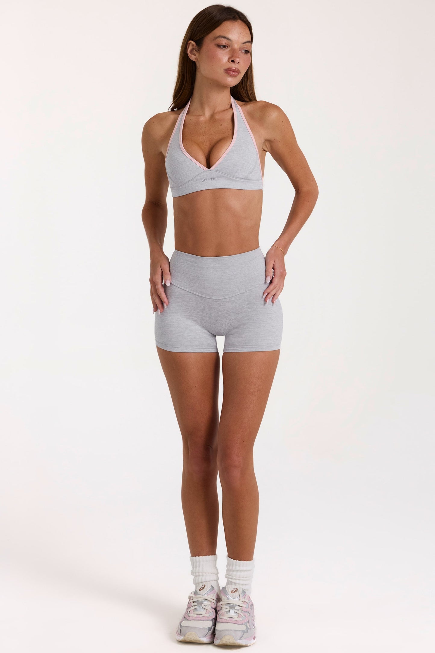 Soft Active Mini Shorts in Grey Marl