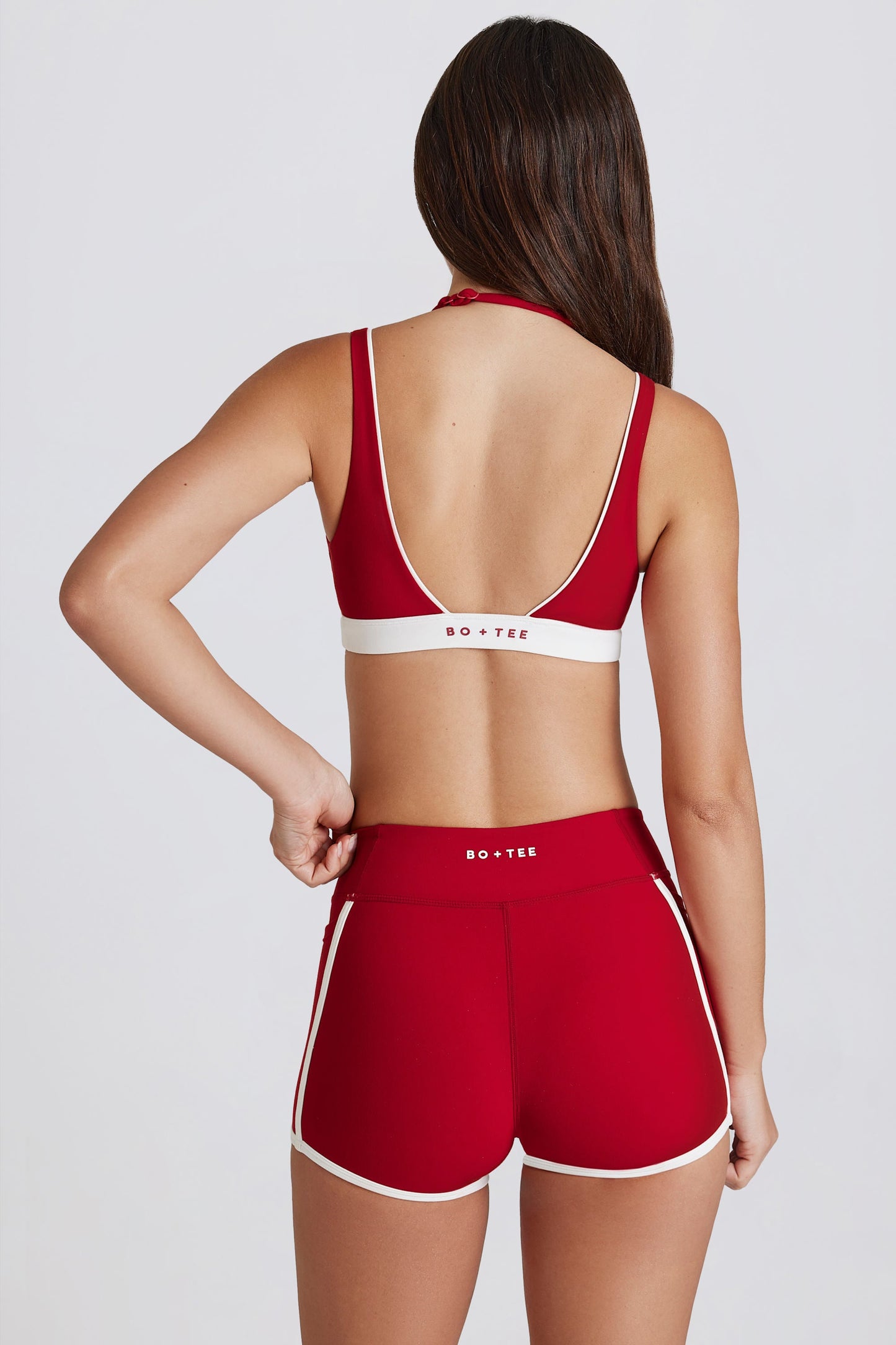 Soft Active Contrast Mini Shorts in Dark Red