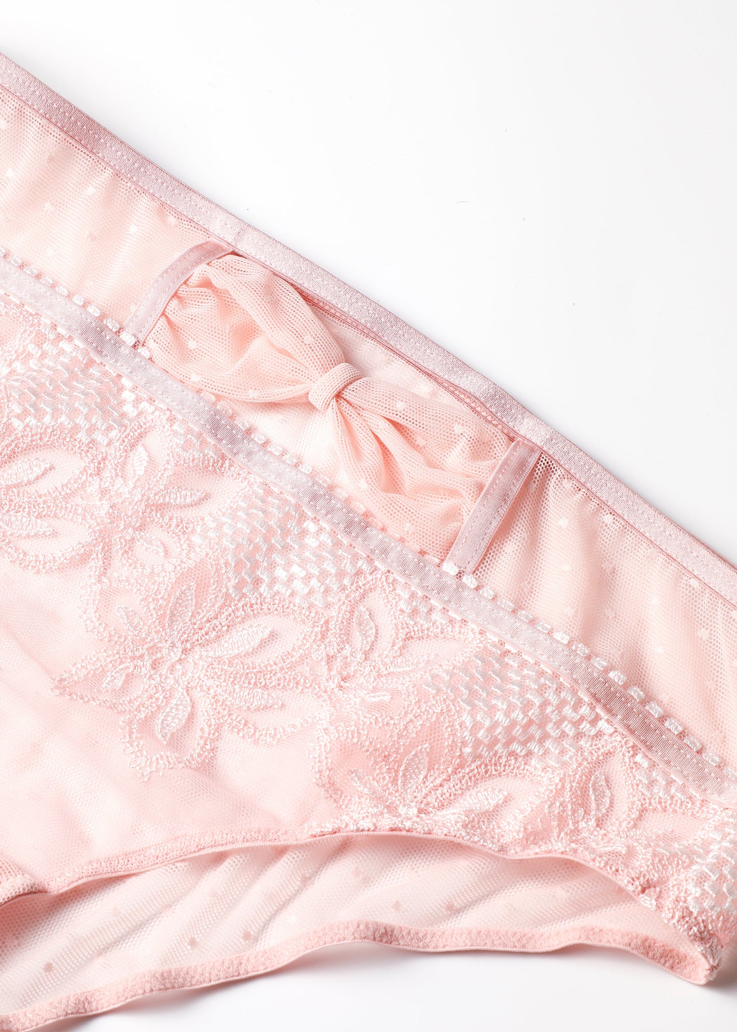 LINA Plus Pink Floral Embroidery Lace Brief Panties