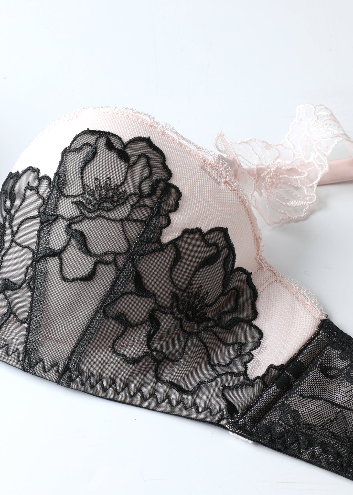 LUMI Plus Embroidery Lace Demi Bra With Removable Sequin Flowers