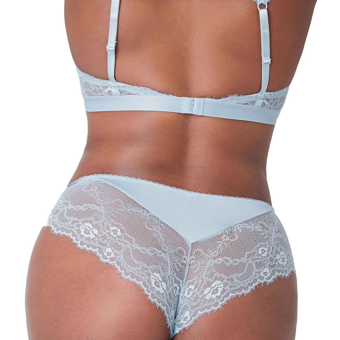 PEARL Blue Floral Lace Plus Bra & Panty Set