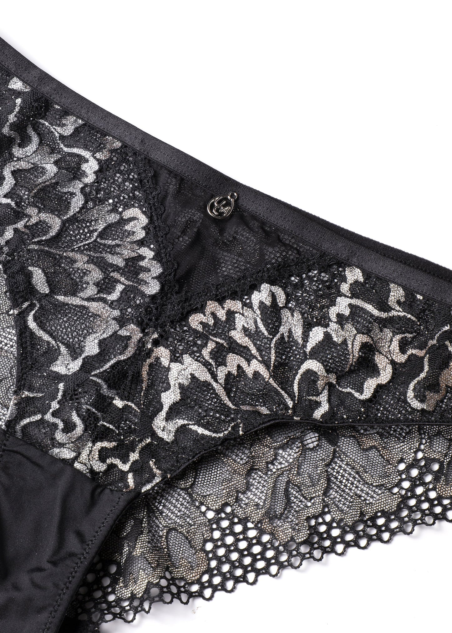 ROWAN Plus Black Metallic Lace Brief Panties