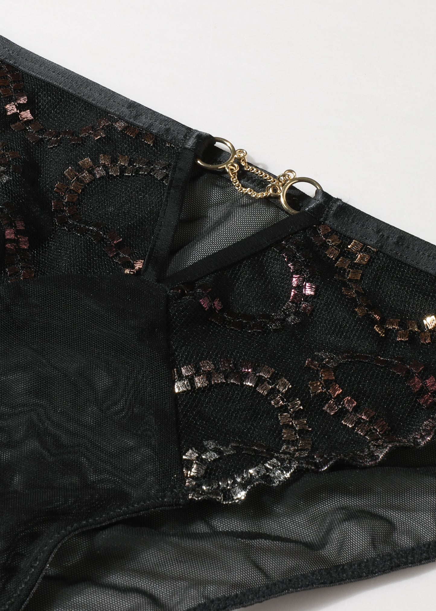 VALE Plus Gold-Foil Embroidery Lace Hipster Panties