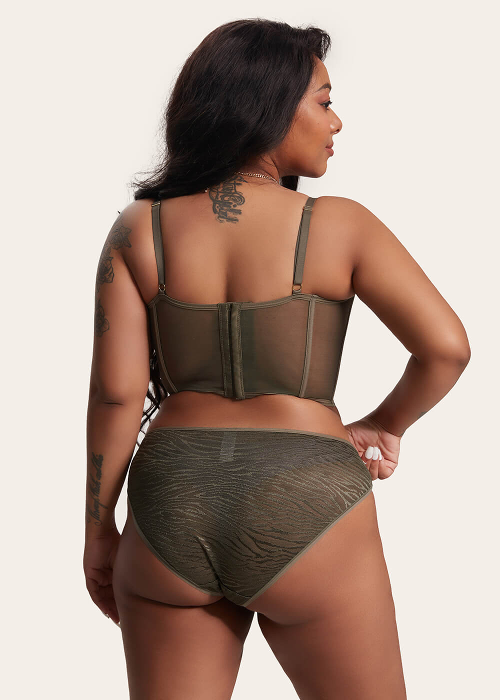 YOKO Plus Zebra Mesh Brief Panties