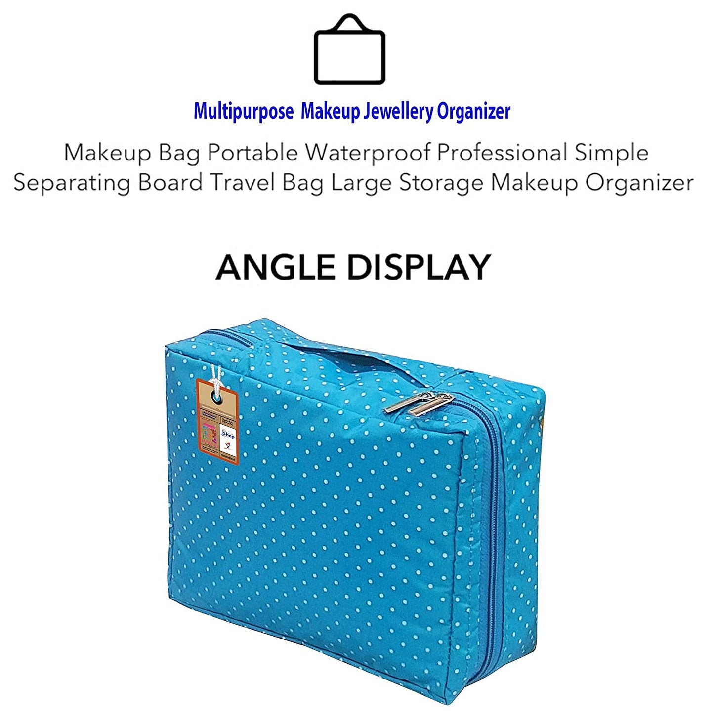 atorakushon Travel Makeup Train Case Cosmetic Organizer Portable Artist Storage Bag Zipper Pouch with Adjustable Divider for Women Girls Gifts Water-Resistant Daily Storage Organzier (Sky Blue)
