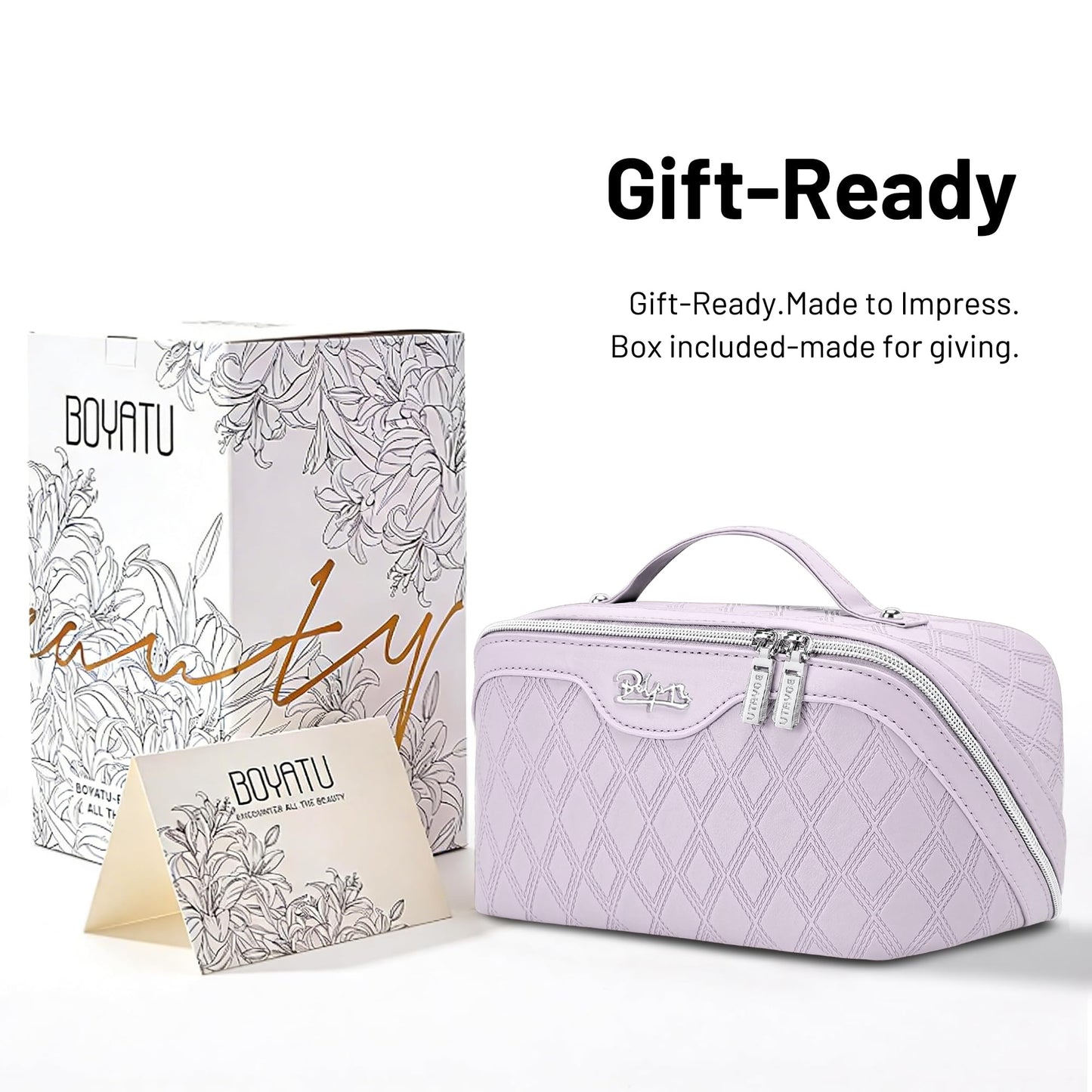 BOYATU Travel Makeup Bag, Large Capacity 3-Piece Cosmetic&Toiletry Bag Set