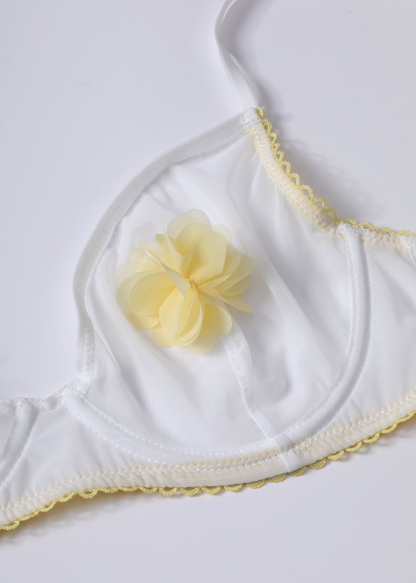 MAGNOLIA White Mesh Unlined Underwired Demi Bra