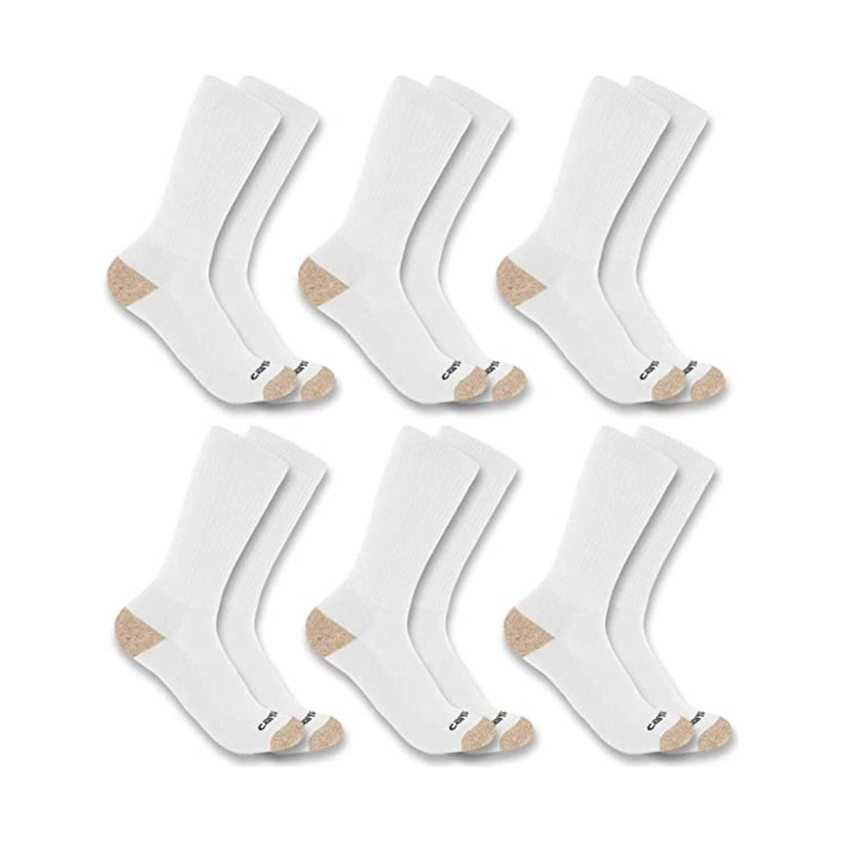 Carhartt Men's Midweight Crew Sock 6-Pack - White