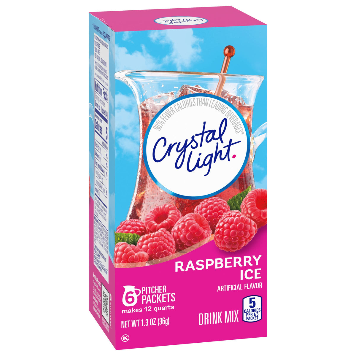 Crystal Light Raspberry Ice Sugar-Free Powdered Drink Mix – 5 Calories per Serving, 72 Pitcher Packets (Pack of 12)