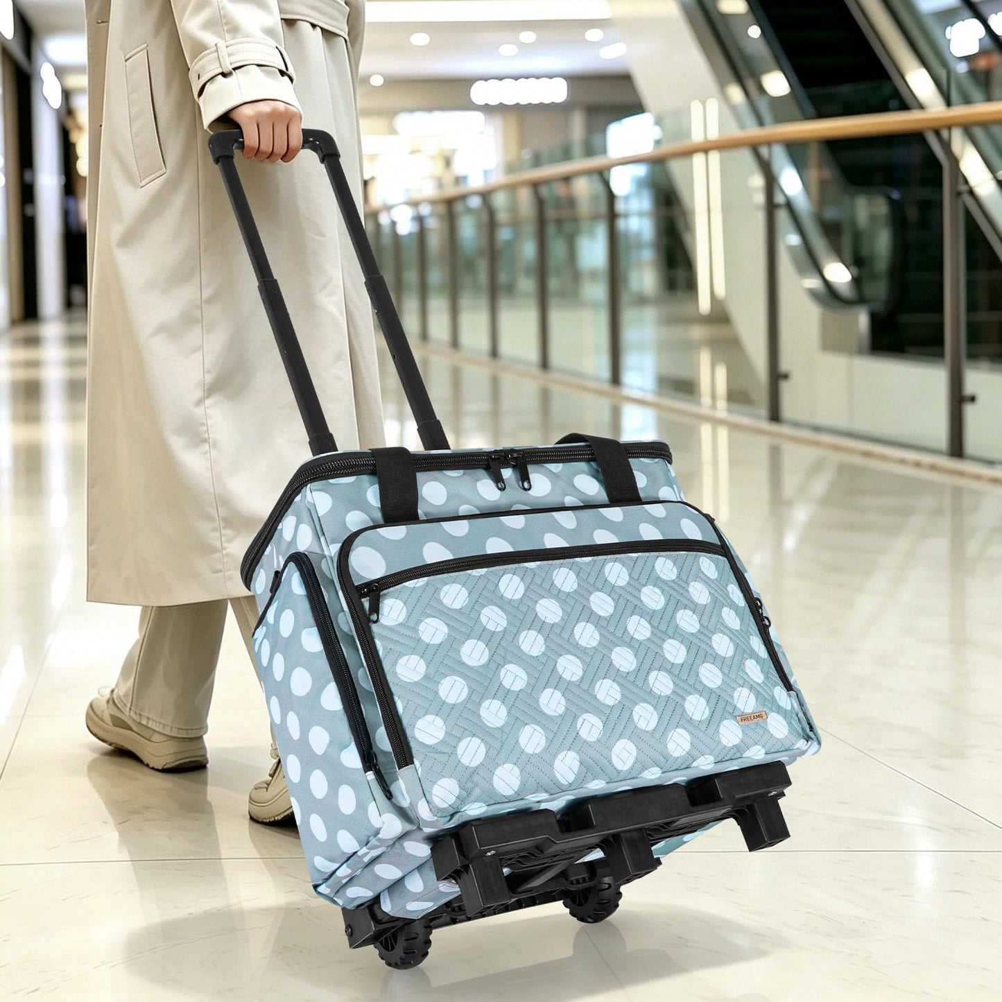 Extra Large Rolling Makeup Bag with 4 Removable Pouches and 1 Brush Holder