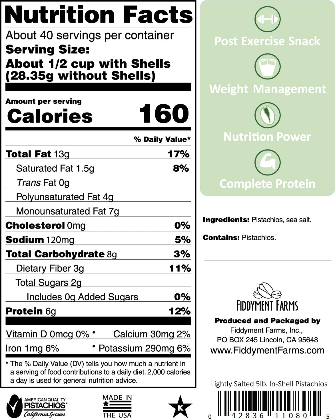 Fiddyment Farms 5 lb In-Shell Sea Salted Pistachios – Fresh California Pistachios