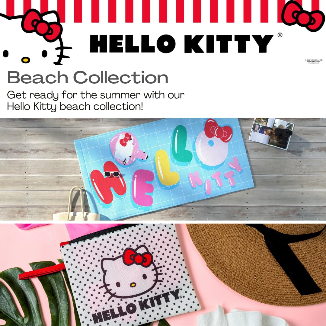 Franco Collectibles Hello Kitty Polka Dot Beach/Pool Waterproof Swimsuit, Makeup, Toiletries Pouch Bag, (Officially Licensed Product)