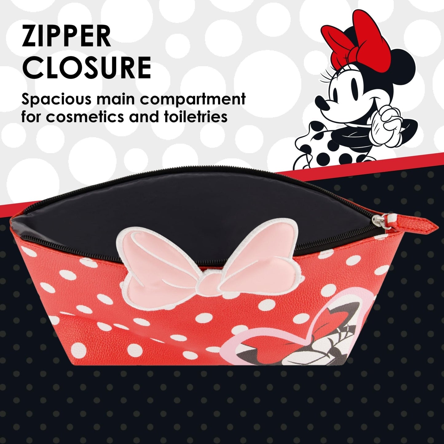 FUL Disney Minnie Mouse Women's Makeup Bag, Red