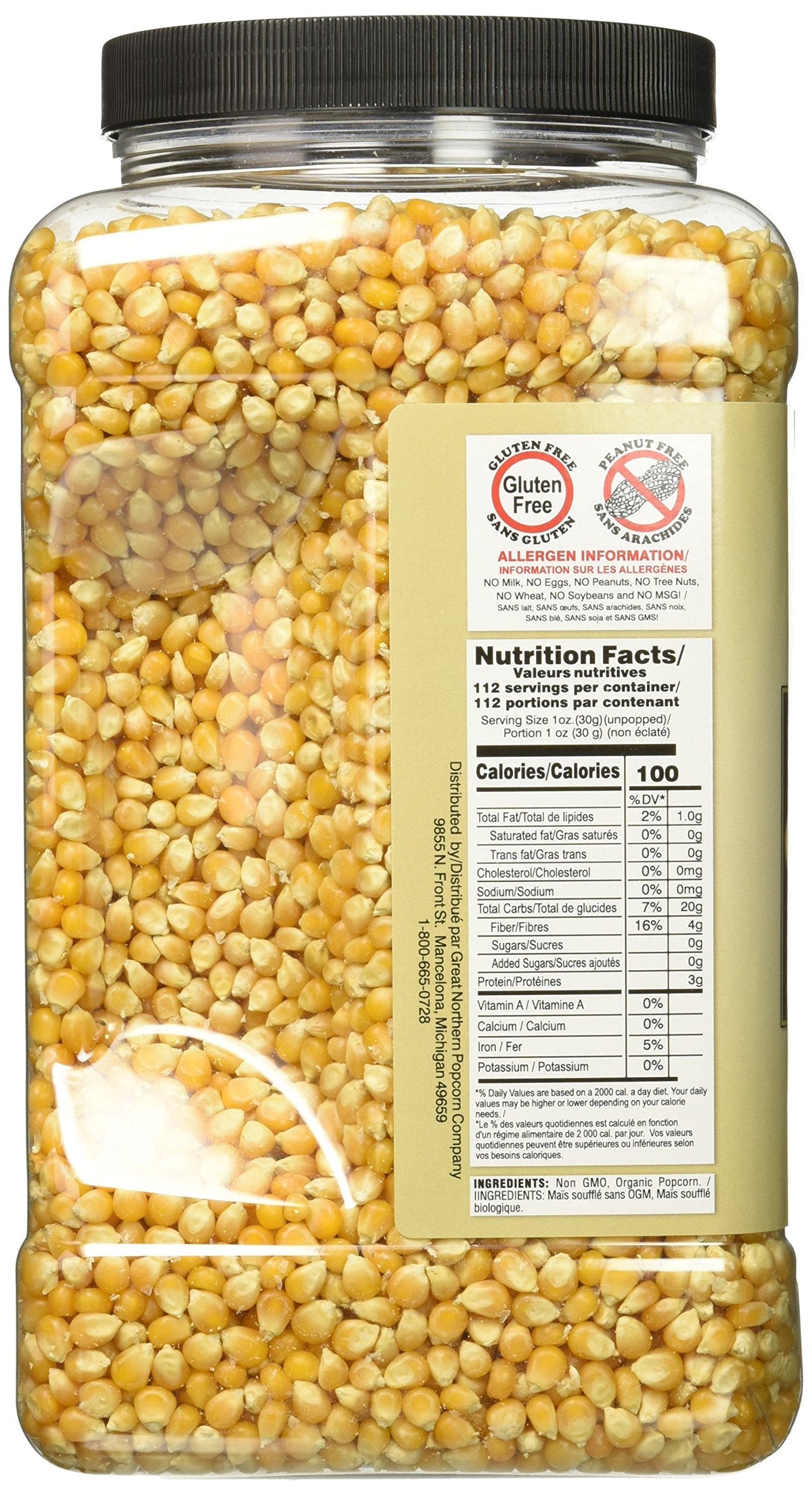 Organic Popcorn Kernels - 7lb Resealable Bulk Jug | Great Northern Popcorn Company
