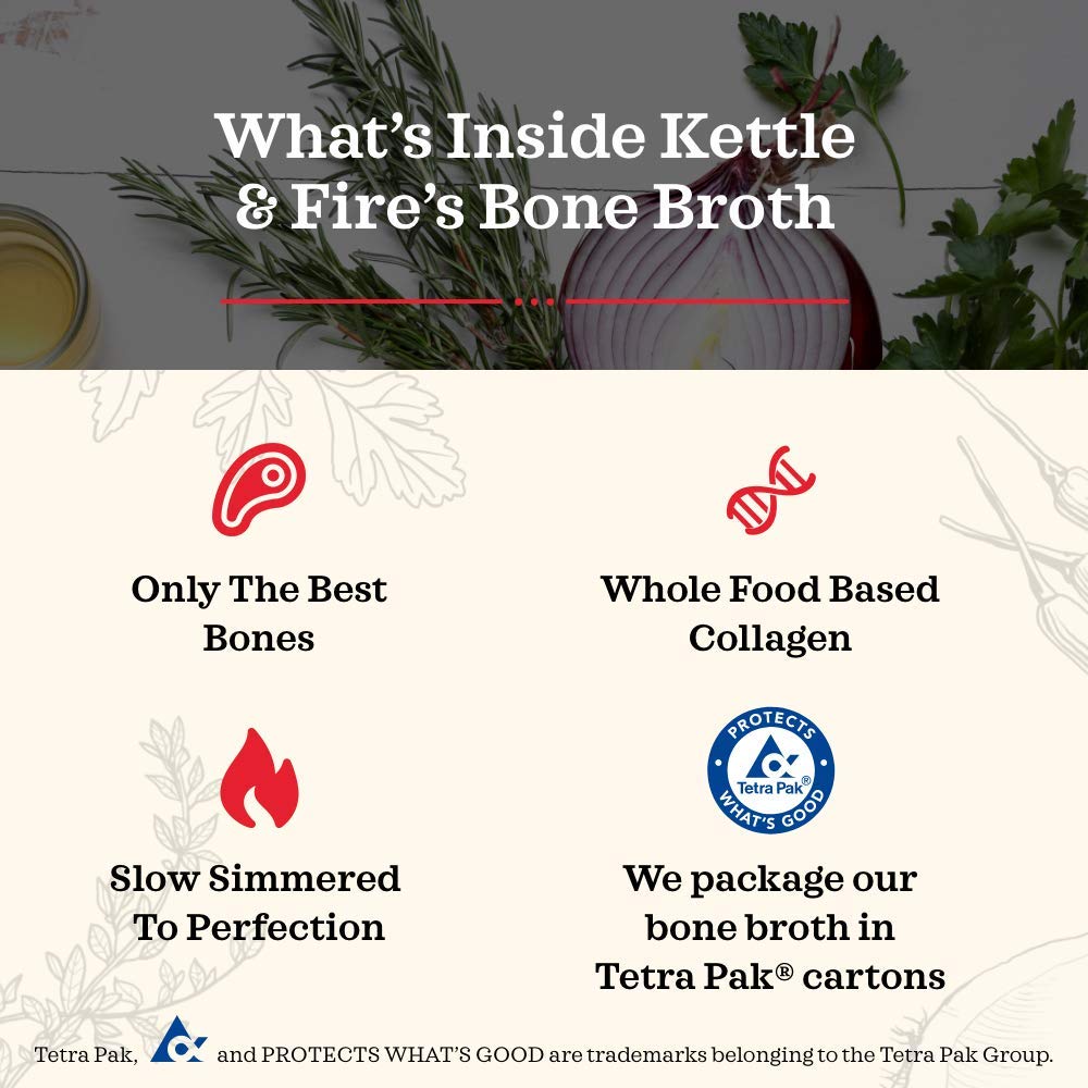 Kettle & Fire Mushroom, Beef & Chicken Bone Broth Variety Pack – 6-Pack | Keto, Paleo, Whole30 Approved
