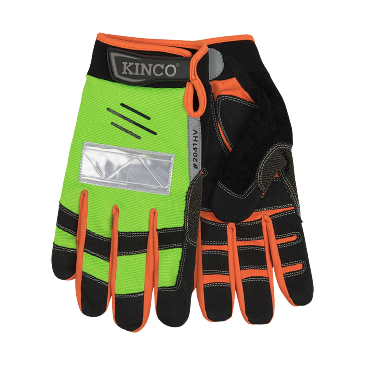 Kinco Men's Pro Hi Vis General Synthetic With Pull Strap Work Gloves - High Visibility Green
