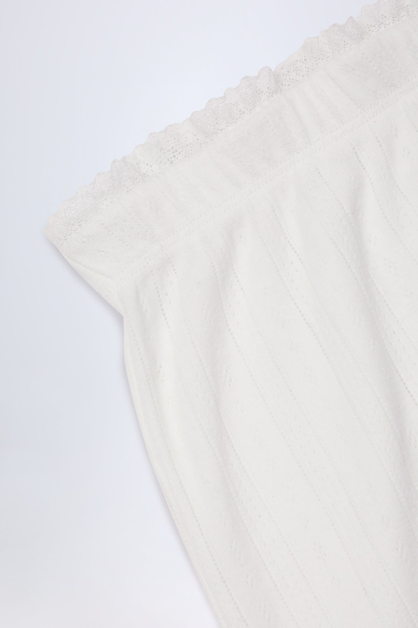 Pointelle Mid-Rise Straight-Leg Trousers in White