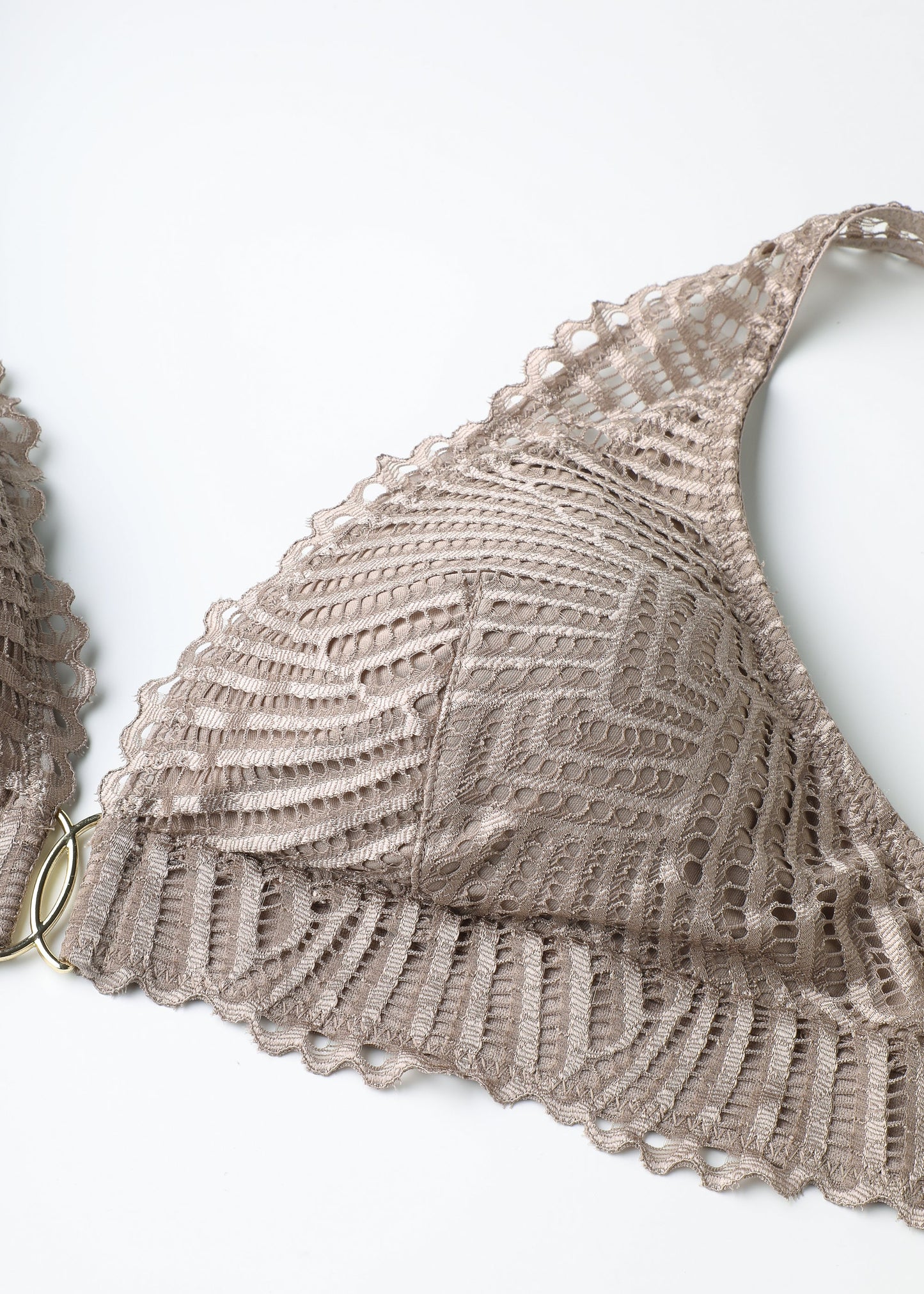 MANDY Back-Closure Brown Lace Triangle Bralette